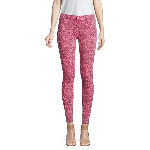 NWT J Brand neon pink snakeskin mid-rise skinny ankle jeans, 26 - Picture 8 of 14